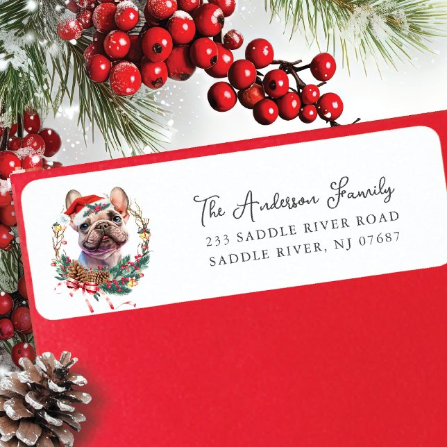 French Bulldog à Santa Hat Adresse de retour (Créateur téléchargé)