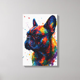French Bulldog Abstract Portrait – Splatter Style Canvas Print
