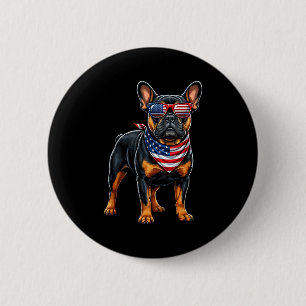French bulldog american flag 4th of july 2 inch round button