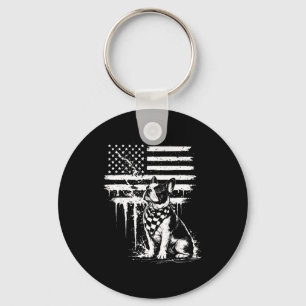 French bulldog american flag 4th of july dog lover keychain