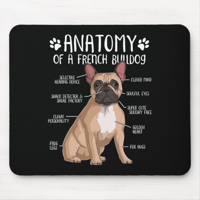 French Bulldog Anatomy Frenchie Dog Lover Owner  Mouse Pad (Front)