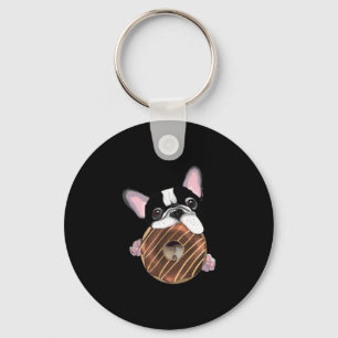 French Bulldog And Chocolate Doughnut Keychain