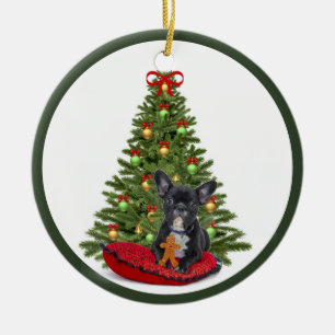 French Bulldog and Christmas Tree Ornament