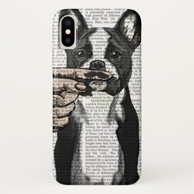 French Bulldog and Finger Moustache Case-Mate iPhone Case (Back)