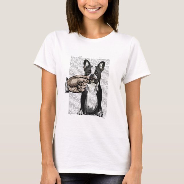 French Bulldog and Finger Moustache T-Shirt (Front)