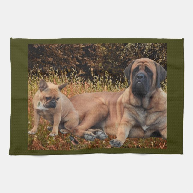 French bulldog and mastiff tableware kitchen towel (Horizontal)