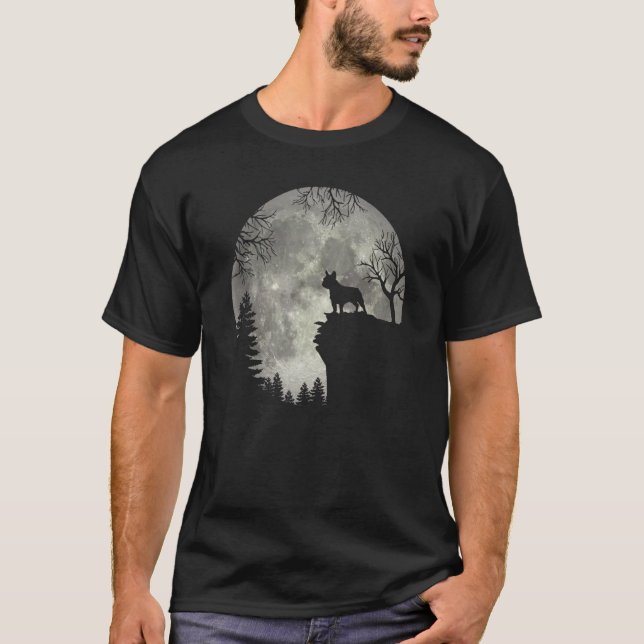 French Bulldog And Moon Halloween T-Shirt (Front)