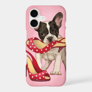 French bulldog and polka dot shoe