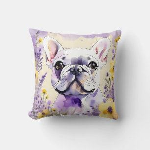 French Bulldog and Wildflowers Throw Pillow