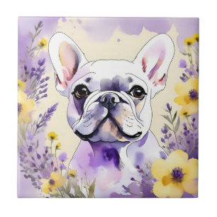 French Bulldog and Wildflowers Tile