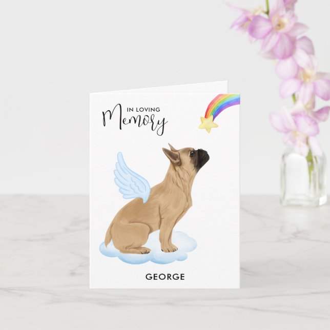 French Bulldog Angel Dog Pet Loss Sympathy Card (Orchid)