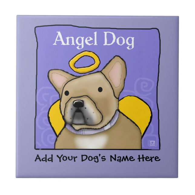 French Bulldog Angel Personalize Ceramic Tile (Front)