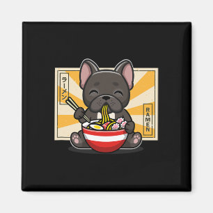 French Bulldog Anime Eating Noodle  Magnet