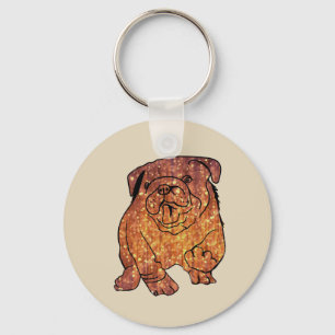 French Bulldog Art  Basic Button Key Ring
