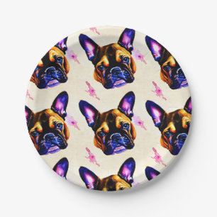 French Bulldog Art Paper Plate
