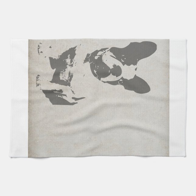french bulldog art.png kitchen towel (Horizontal)