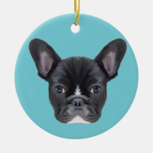 French Bulldog Art Portrait Ceramic Ornament