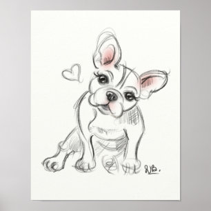 French bulldog Art print quick sketch
