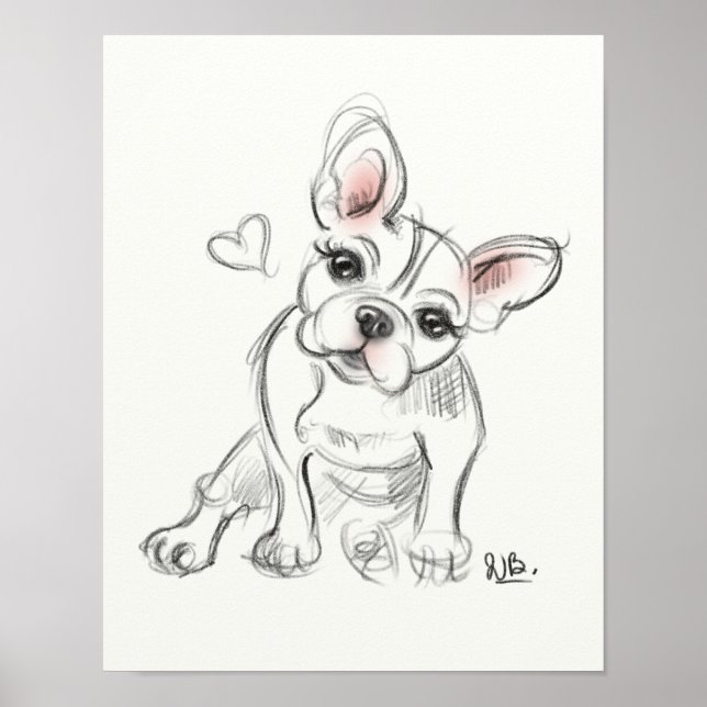 French bulldog Art print | quick sketch (Front)