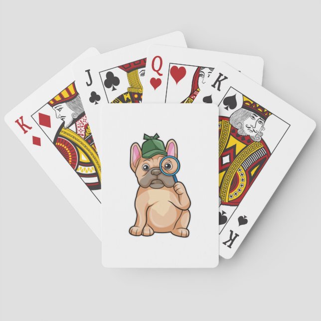 French bulldog as Detective with Magnifying glass Playing Cards (Back)