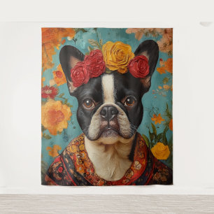 French Bulldog as Frida Kahlo Tapestry