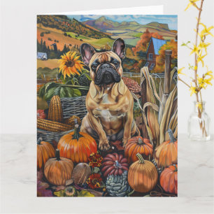 French Bulldog Autumn Harvest Thanksgiving Card