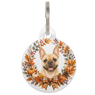 French Bulldog Autumn Wreath Pet Tag