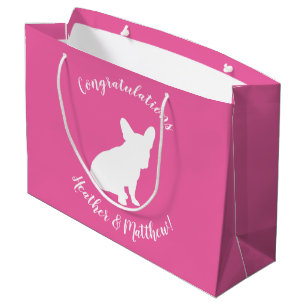 French Bulldog Baby Shower Frenchie Pink Large Gift Bag