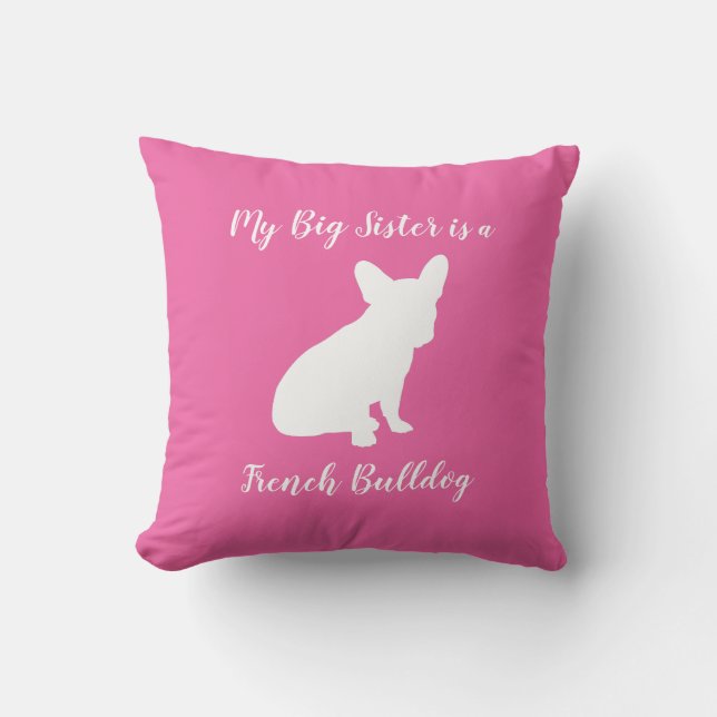 French Bulldog Baby Shower Frenchie Pink Throw Pillow (Front)