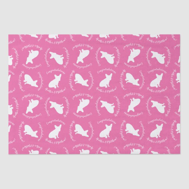 French Bulldog Baby Shower Frenchie Pink Tissue Paper (Front)
