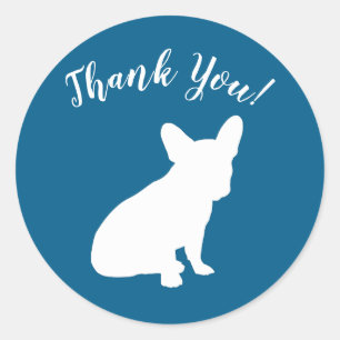 French Bulldog Baby Shower Frenchy Frenchie Blue Classic Round Sticker