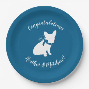 French Bulldog Baby Shower Frenchy Frenchie Blue Paper Plate