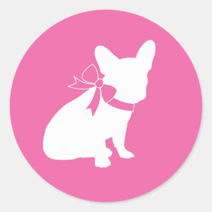 French Bulldog Baby Shower Frenchy Frenchie Pink Classic Round Sticker