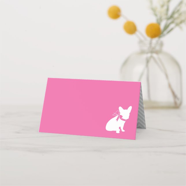 French Bulldog Baby Shower Frenchy Frenchie Pink Place Card (Front)