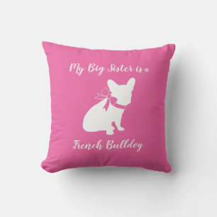 French Bulldog Baby Shower Frenchy Frenchie Pink Throw Pillow