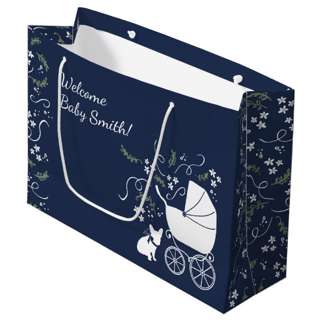 French Bulldog Baby Shower Gift Bag (Front Angled)