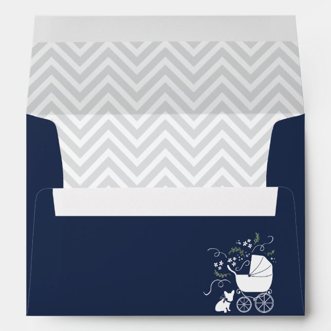 French Bulldog Baby Shower Invitation Envelopes (Back (Bottom))