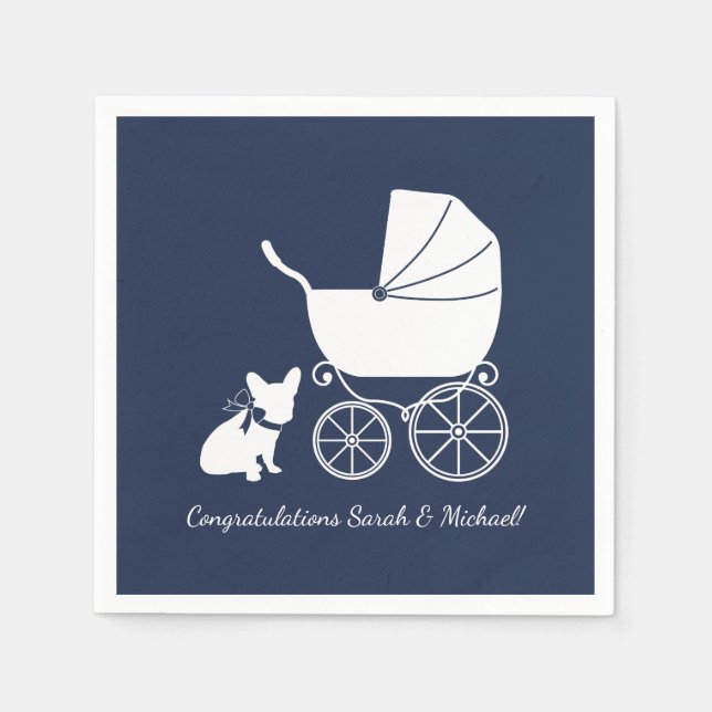 French Bulldog Baby Shower Napkins Design 1 (Front)