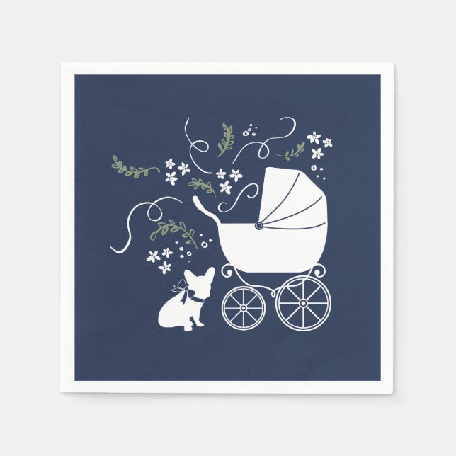French Bulldog Baby Shower Napkins Design 2 (Front)