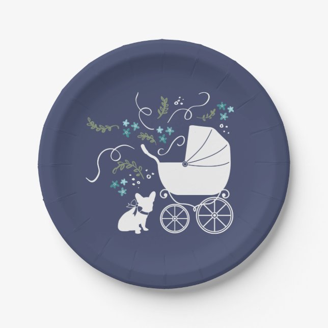 French Bulldog Baby Shower Plates (Front)
