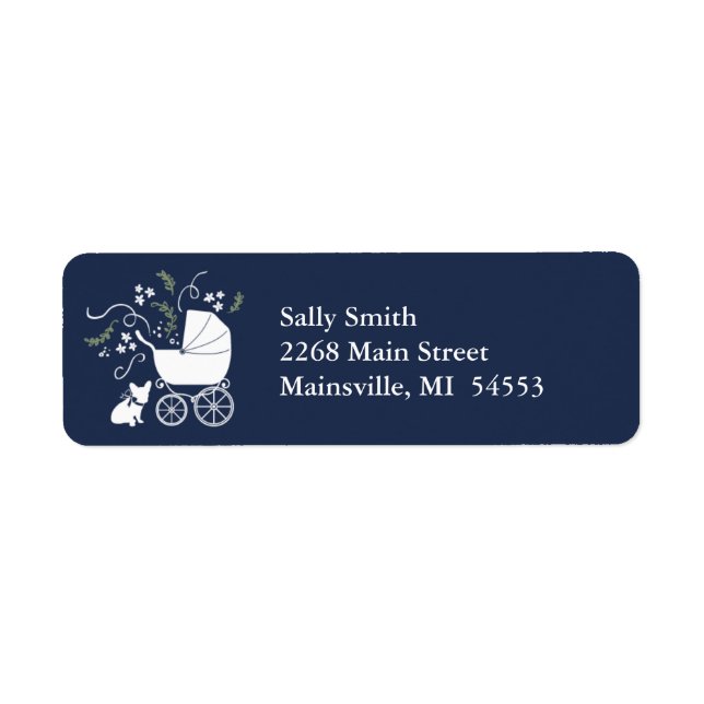 French Bulldog Baby Shower Return Address Labels (Front)