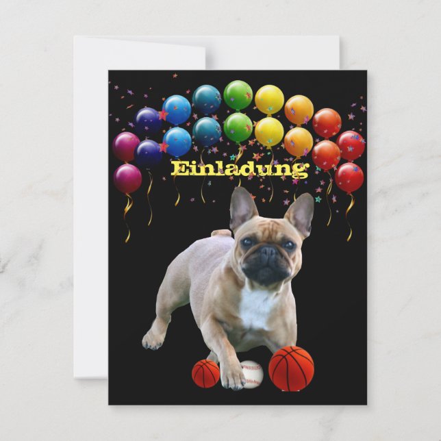 French Bulldog Balloon French Bulldog Invitation (Front)