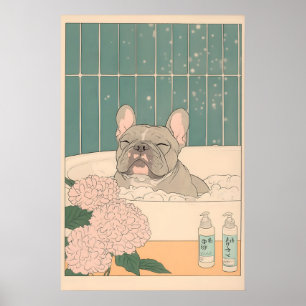 French Bulldog Bathroom Print Japanese Ukiyo-e