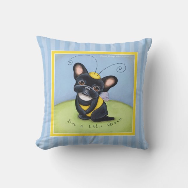 French Bulldog Bee Throw Pillow (Front)