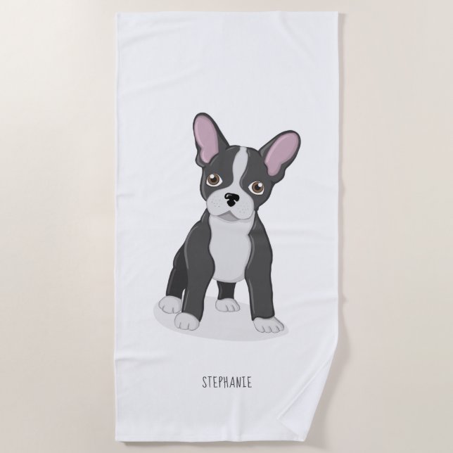 French Bulldog Birthday Beach Towel (Front)