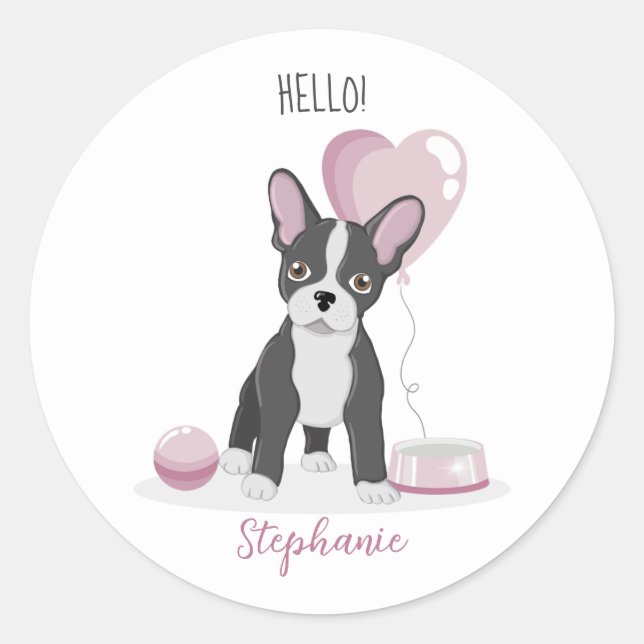 French Bulldog Birthday Classic Round Sticker (Front)