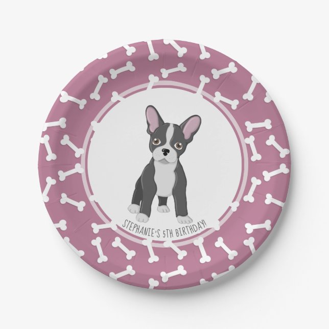 French Bulldog Birthday Paper Plate (Front)