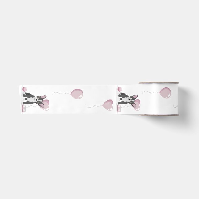 French Bulldog Birthday Satin Ribbon (Front)