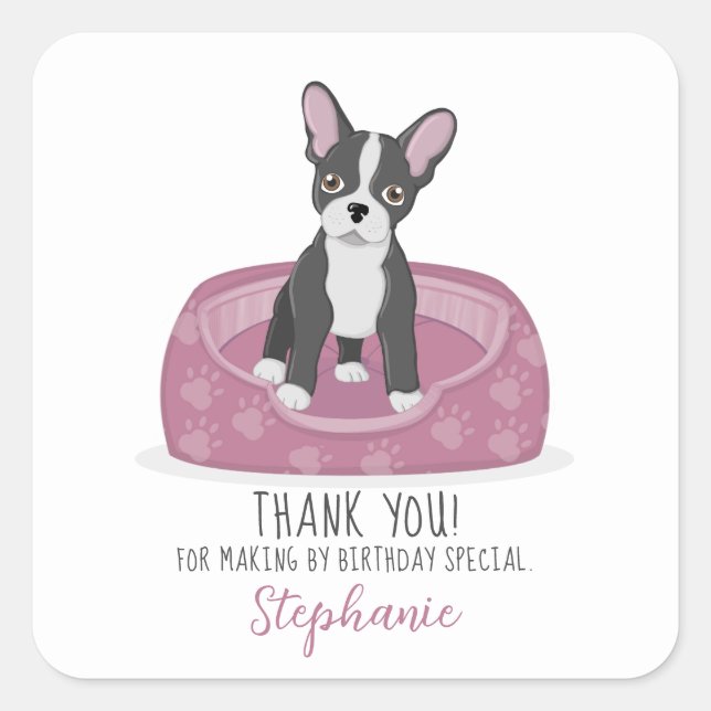 French Bulldog Birthday Square Sticker (Front)