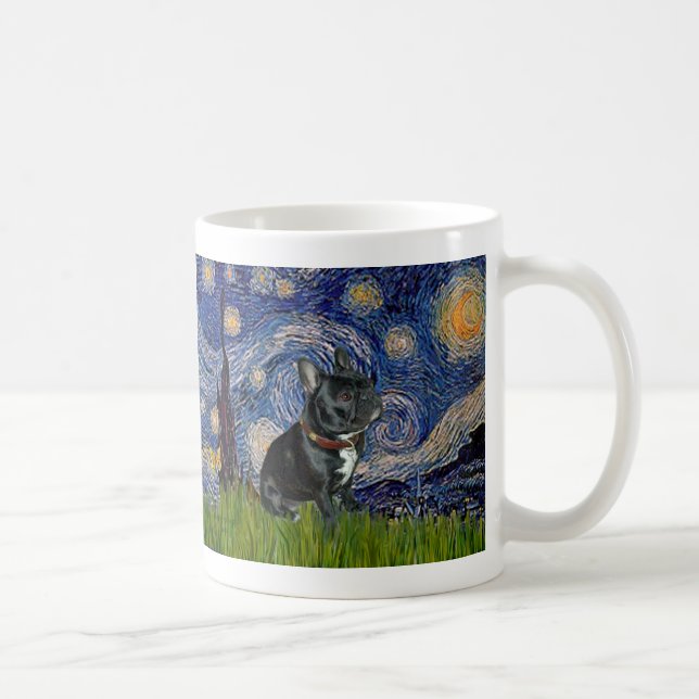 French Bulldog (black 11) - Starry Night Coffee Mug (Right)